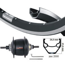KGS Achterwiel 28 Inch (622) Shimano Nexus 8 Center Lock – Ryde Zac 2000 Velg Zwart/Zilver | Zwarte Naaf | RVS Spaken