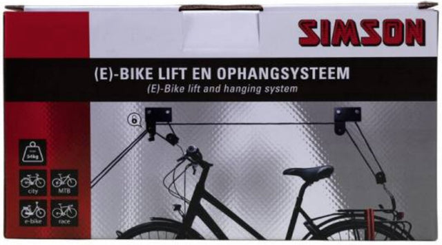 Simson Fietslift ophangsysteem - sterk - tot 54 kg - 3 meter hoogte - E-Bike - TÜV