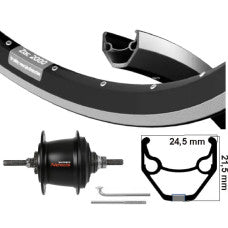 KGS ACHTERWIEL 28 INCH (622) VELG ZWART/ZILVER NEXUS 7 ROLLERBRAKE ZW