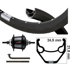 KGS Achterwiel 28 Inch Shimano Nexus 7 SG-C3001-7D – Center Lock | Ryde Zac 2000 Velg | Zwart | Zwarte RVS Spaken