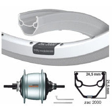 KGS Achterwiel 28 Inch Shimano Nexus 8 SG-C6001-8D – Center Lock | Zac 2000 Velg | Zilver | RVS Spaken