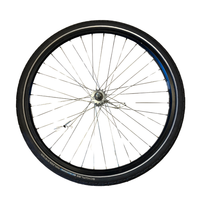 Achterwiel 28" - Brede velg 25C-622 - Terugtrap remnaaf SH-CB-E110 - Schwalbe Allround airless system 