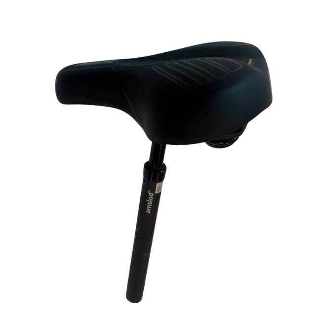 Amslod E-Drifter+ Fietszadel + verende Zadelpen 27.2mm - Zwart – Gel Zadel voor E-bike (Unisex)