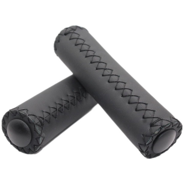 PerfectGrip-Fahrradgriffe – Ledergriffe – 13 cm pro Seite – links + rechts – schwarzer Fahrradgriff