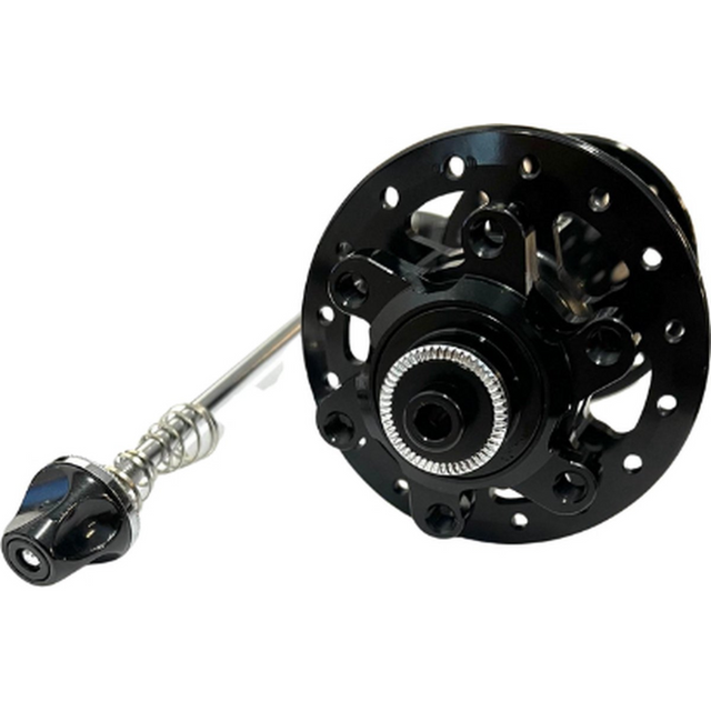 VMT Vorderradnabe und Schnellspanner-Set – Schwarz – 138 mm – 32 Löcher – Ø 5 mm – 6-Loch-Anschluss für Bremsscheibe