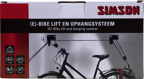 Simson Fietslift ophangsysteem - sterk - tot 54 kg - 3 meter hoogte - E-Bike - TÜV