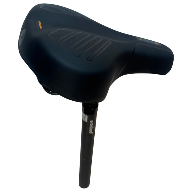 Amslod E-Drifter+ Fietszadel + verende Zadelpen 27.2mm - Zwart – Gel Zadel voor E-bike (Unisex)