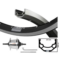 KGS Achterwiel 28 Inch (622) Shimano Nexus 7 SG-C3001-7R Rollerbrake – ZAC 19 Velg Zwart/Zilver | RVS Spaken