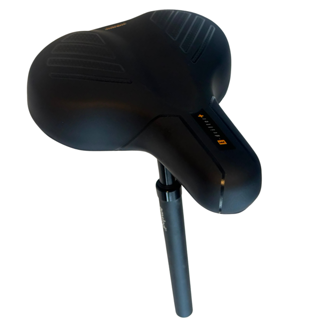 Amslod E-Drifter+ Fietszadel + verende Zadelpen 27.2mm - Zwart – Gel Zadel voor E-bike (Unisex)
