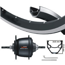 KGS Achterwiel 28 Inch (622) Shimano Nexus 8 Rollerbrake / Velgrem – Ryde Dubbelwandige Velg Zwart | Zwarte Naaf | RVS Spaken