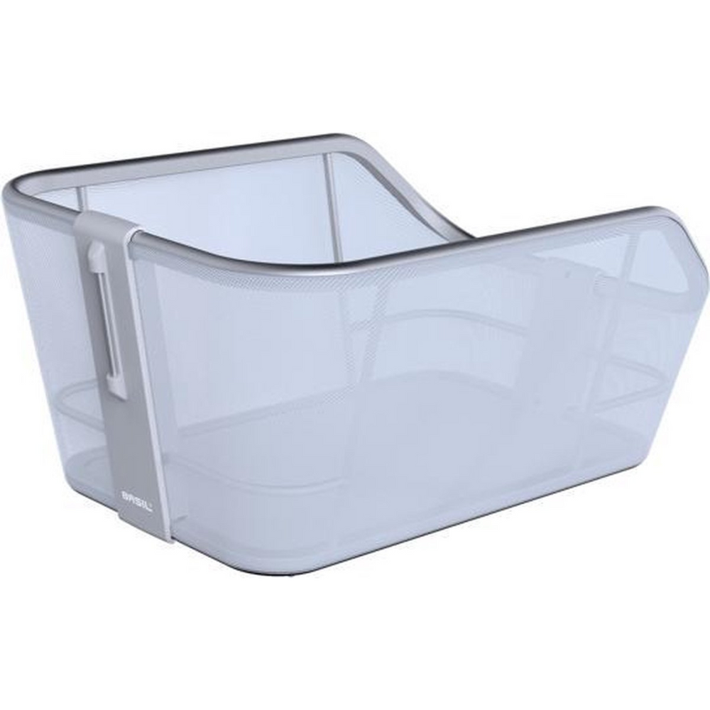 Basil Cento Tech Fiber Bicycle Basket Nordlicht WSL - Rear - Textonile - Including Mounting System - Grey/Silver