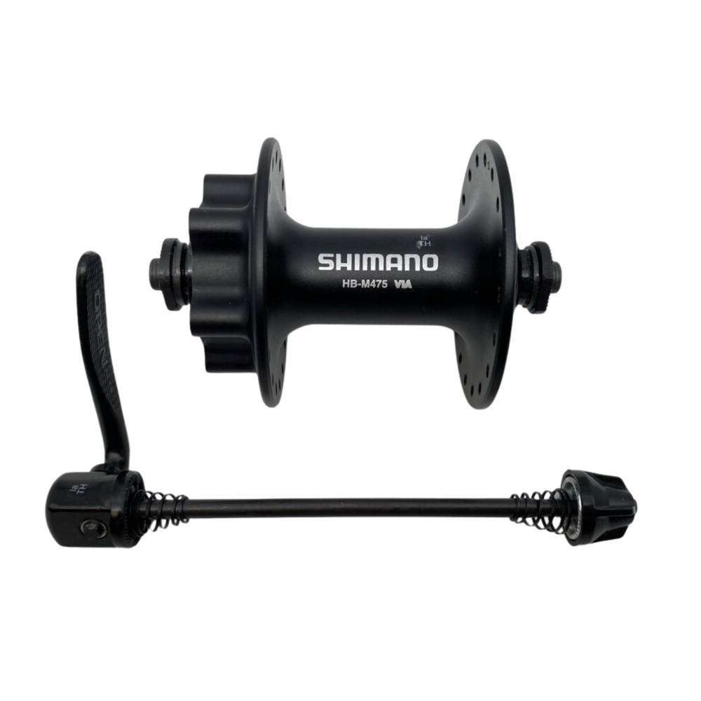 Voornaaf / 100 MM / Uitvalas / Disc (6 bout) / 36GTS / Shimano / HB-M475 Deore / Zwart / MTB - Tour