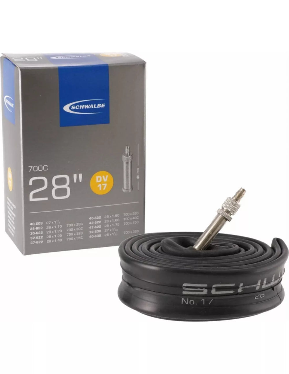 Binnenband 28" Schwalbe DV17 28x11/4-13/8-11/2-175 DV 40mm