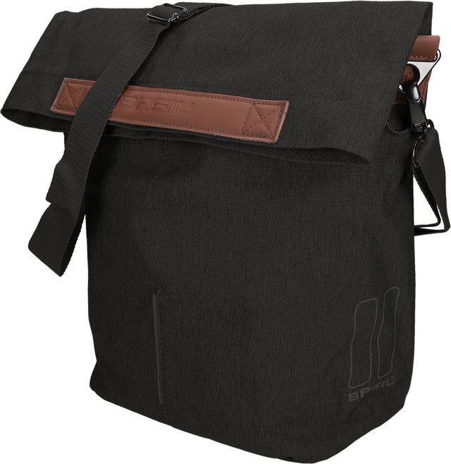Basil City - Fietsshopper - MIk Hooks - Enkele Fietstas - 14-16 Liter - Waterafstotend - Reflectiedetails - Zwart