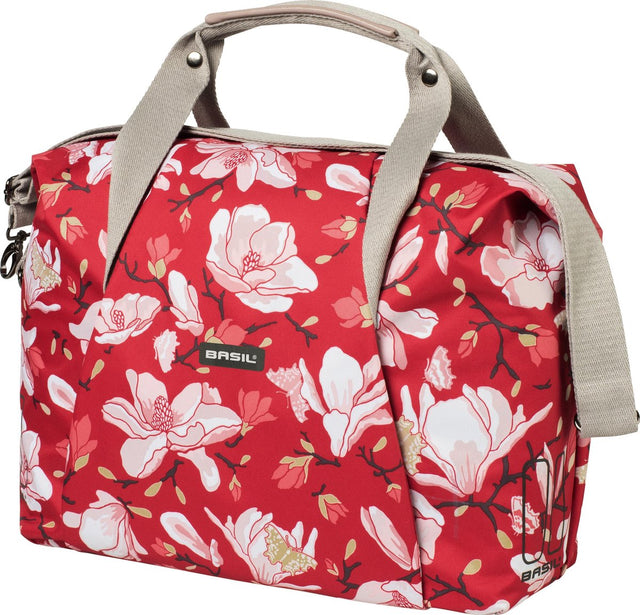 Basil Magnolia Enkele Fietstas 18L – Rood (Poppy Red) met Hook-On Systeem