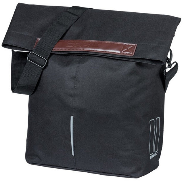 Basil City - Fietsshopper - MIk Hooks - Enkele Fietstas - 14-16 Liter - Waterafstotend - Reflectiedetails - Zwart