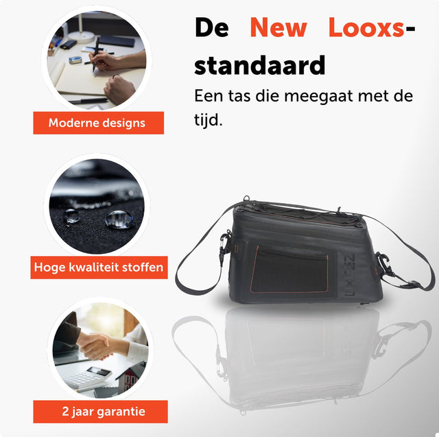 New Looxs® Varo Trunkbag KlickFix - Bagagedragertas - 100% Waterdicht - Fietstas bagagedrager achter - 15 liter - Zwart