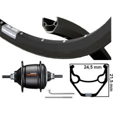 KGS Achterwiel 28 Inch (622) Shimano Nexus 8 SG-C6000-8R Rollerbrake – Zac 2000 Velg | Zwart | RVS Spaken