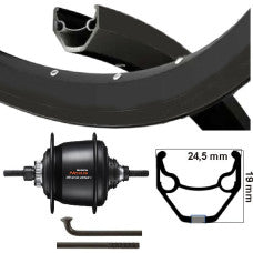 KGS Achterwiel 28 Inch Shimano Nexus 8 SG-C6001-8D – Center Lock | Ryde Zac 2000 Velg | Zwart | Zwarte RVS Spaken
