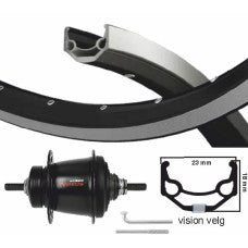 KGS Achterwiel 28 Inch Shimano Nexus 7 Remnaaf – Vision Velg | 170 mm As | Zwart | RVS Spaken
