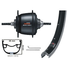 KGS Achterwiel 28 Inch (622) Mach-1 ER10 Zwart/Zilver | Shimano Nexus 8 SG-C6001-8R Rollerbrake | RVS Spaken