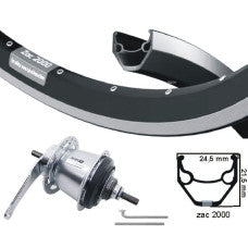 KGS Achterwiel 28 Inch (622) Shimano Nexus 7 Remnaaf – Zac 2000 Velg Zwart/Zilver | RVS Spaken