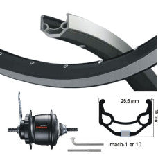 KGS Achterwiel 28 Inch Shimano Nexus 8 Remnaaf – Mach1 ER10 Velg | Zwart | RVS Spaken