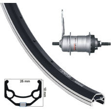 KGS ACHTERWIEL 28 INCH (622) VELG ZWART-ZILVER NEXUS 3 REMNAAF