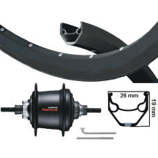 KGS Achterwiel 28 Inch (622) Shimano Nexus 7 SG-C3001-7D Center Lock – Zwarte Velg | Zwarte Naaf | RVS Spaken