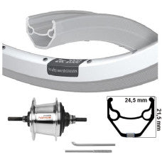 KGS Achterwiel 28 Inch (622) Shimano Nexus 7 SG-C3001-7R Rollerbrake – Zac 2000/421 Velg Zilver | RVS Spaken