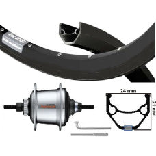 KGS Achterwiel 28 Inch (622) Shimano Nexus 7 SG-C3001-7D Center Lock – Ryde Velg Zwart | Zilveren Naaf | RVS Spaken