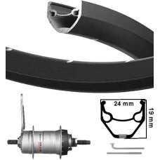 KGS Achterwiel 28 Inch (622) Shimano Nexus 3 Remnaaf – Zwarte Ongeslepen Velg | RVS Spaken
