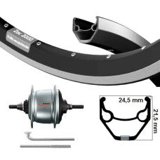 KGS Achterwiel 28 Inch (622) Shimano Nexus 8 SG-C6000-8R Rollerbrake – Zac 2000 Gebust Zwart/Zilver | RVS Spaken