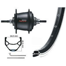 KGS Achterwiel 28 Inch (622) Shimano Nexus 7 Rollerbrake / Velgrem – Dubbelwandige Velg Zwart/Zilver | RVS Spaken
