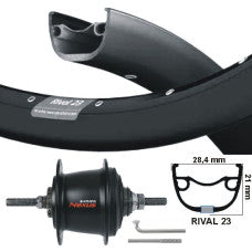 KGS Achterwiel 28 Inch (622) Shimano Nexus 7 Rollerbrake – Ryde Rival 23 Velg Zwart | RVS Spaken