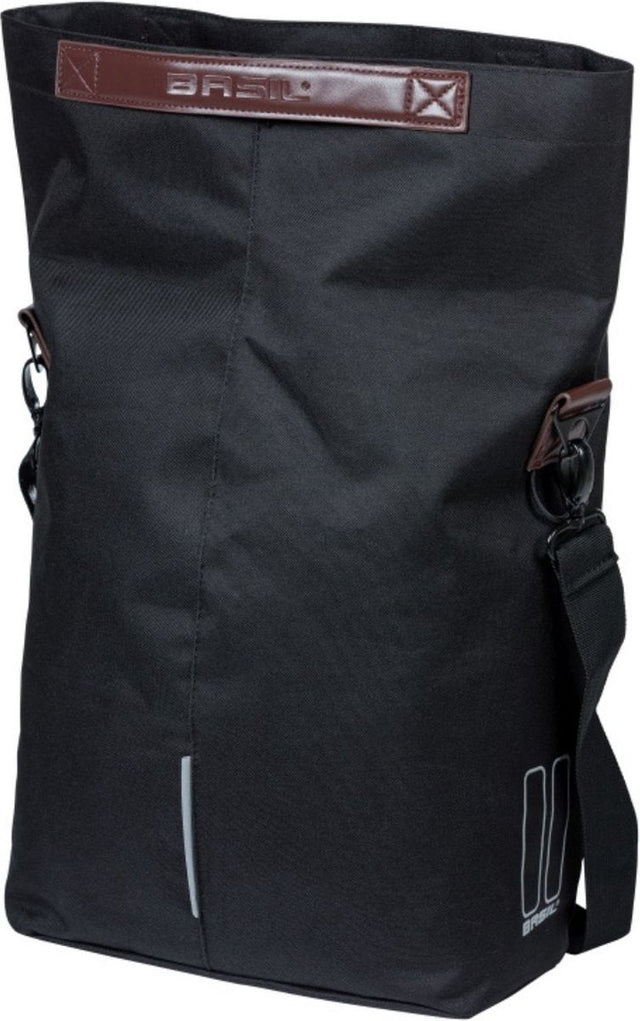 Basil City - Fietsshopper - MIk Hooks - Enkele Fietstas - 14-16 Liter - Waterafstotend - Reflectiedetails - Zwart