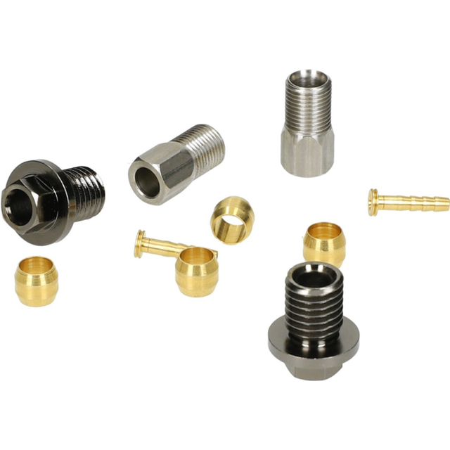 Hydraulische onderdelen Kit 9 M9 flensbout + M8 RVS onderdelen voor- en achterrem Elvedes hydraulische leiding (op kaart)