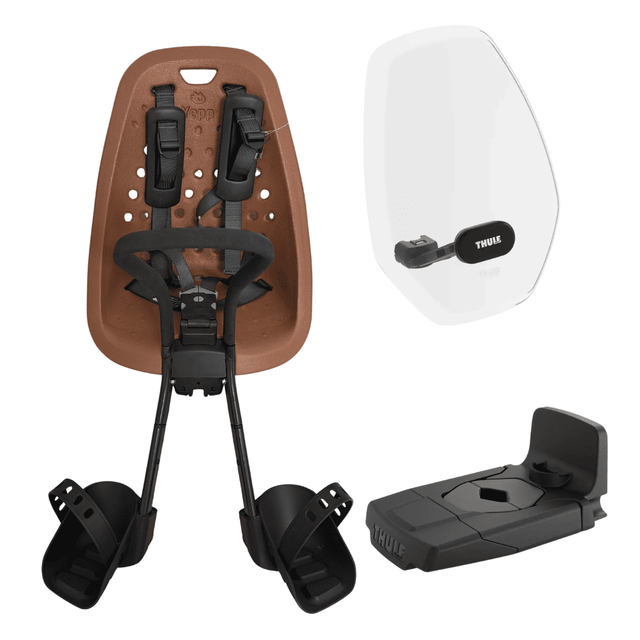 Thule Yepp Mini Voorzitje Bruin Set – Inclusief Windscherm en Montageadapter