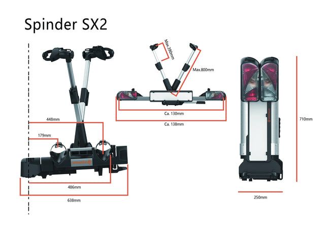 Spinder SX2 fietsendrager trekhaak - E-bikes - Kantelbaar - Max. 60 kg - 2026 Model